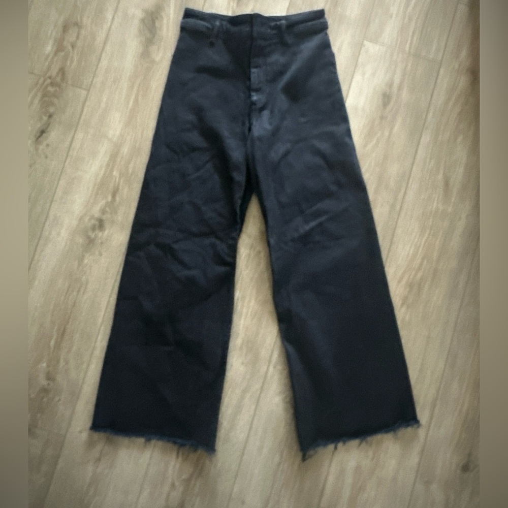 Zara Size 4 Faded Black High Rise Wide Leg 100% Cotton Jean‎